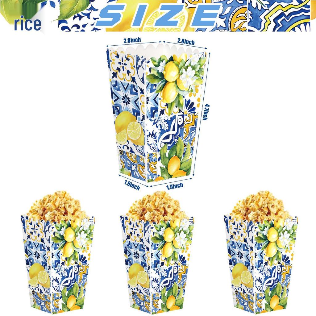 Retro Blue and White Porcelain Lemon-Themed Summer Party Tableware Set - Banner, Paper Plates, and Bunting Decorations