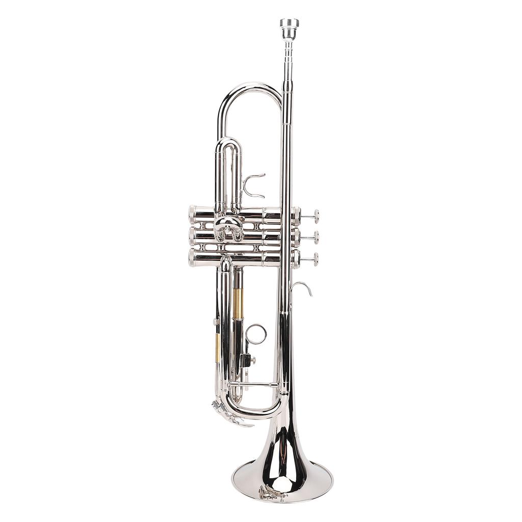 Bb Trumpet Set Silver Bright Sound Flexible Keys Brass Phosphor Copper Trumpet Set for Beginner Students