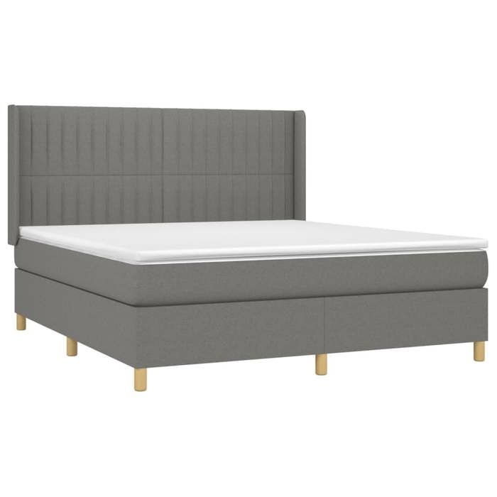 Maison Exclusive - Bettlattenrost mit Matratze Dunkelgrau 180x200cm Stoff