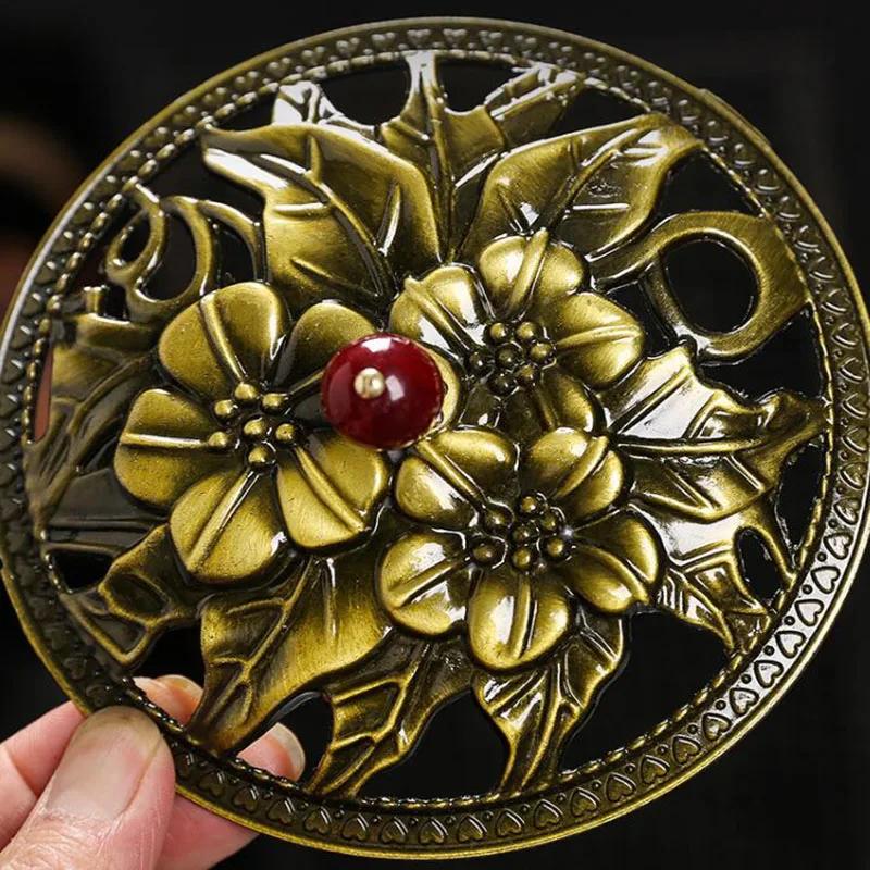 Porcelánový Držák na Vonné Tyčinky Černé Santalové Dřevo Dutý Vzor Květiny Aroma Hořák Kadidelnice Domácí Dekorace