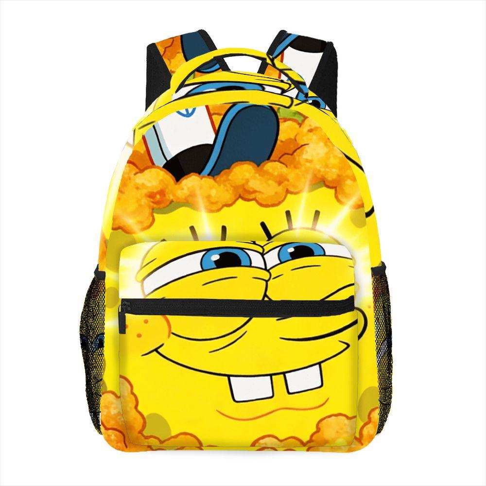 Cartoon Character School Backpack, Pikachu Charizard Spongebob Print Bookbag, Color Block Schoolbag for Students