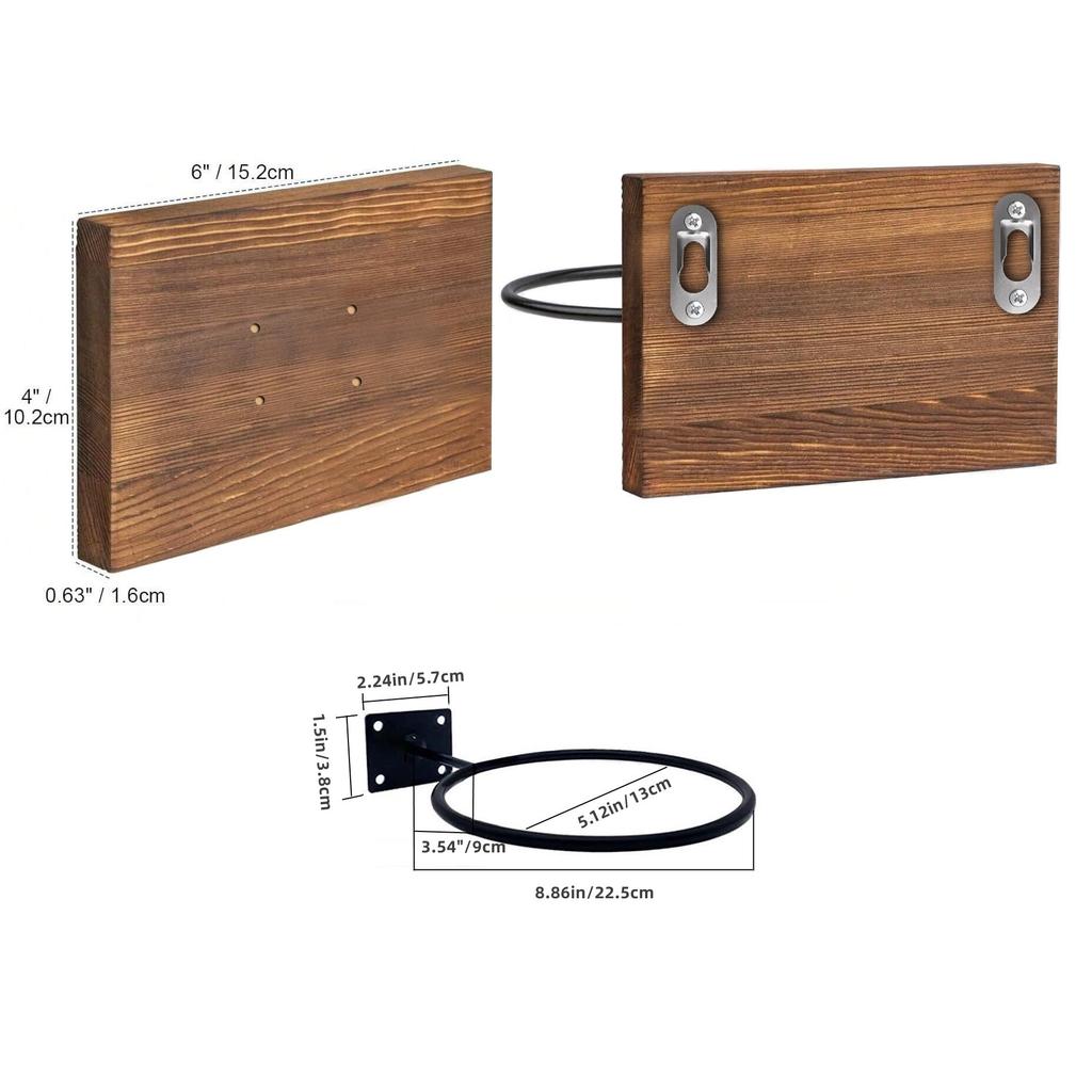 Ball Stand Holder for Basketball Wall Mount Football Display Stand Wood & Metal Storage Rack for Volleyball Softball Scarves