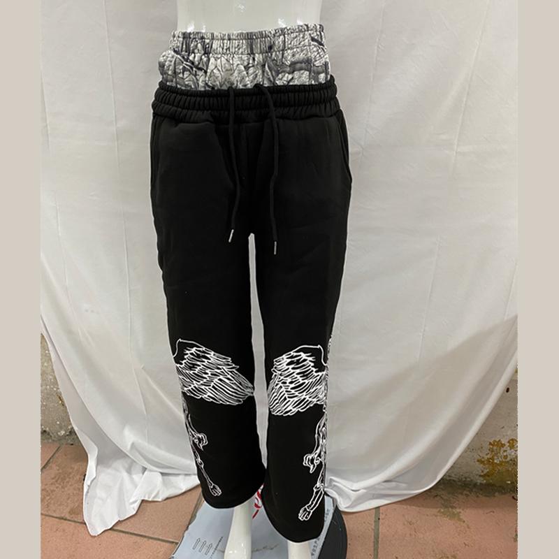 European and American Spring and Autumn High Street Trendy Wings Printed Casual Thin Style Loose Design Sense Niche Pants