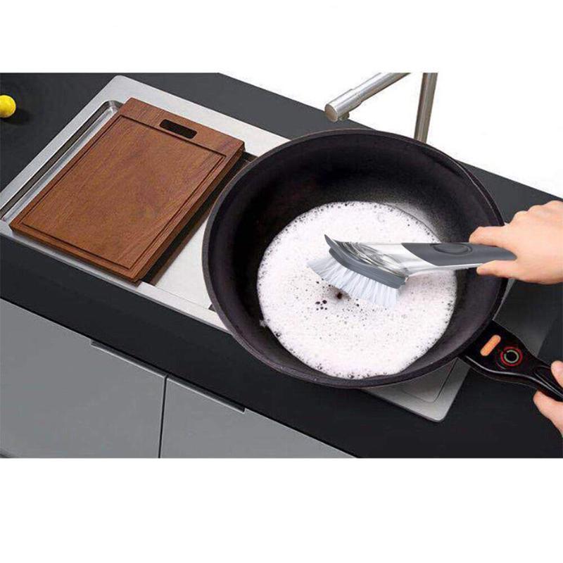 Doppelter Verwendungszweck, Küchenreinigungsbürste, Schrubber, Schüssel, Waschschwamm, automatischer Flüssigkeitsspender, Topfreiniger, Werkzeug