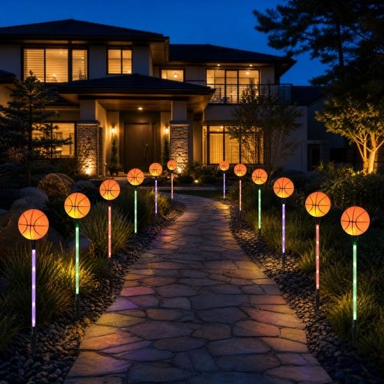 Yousheng Solar Soccer Light Outdoor, 8 Modes Color Changing Football Garden Stake Light, Waterproof Landscape Lamp for Yard Patio Lawn, Sports Fan