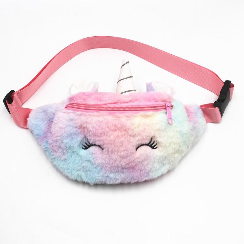 Kids Unicorn Plush Crossbody Bag - Cute Winter Cartoon Fanny Pack for Girls