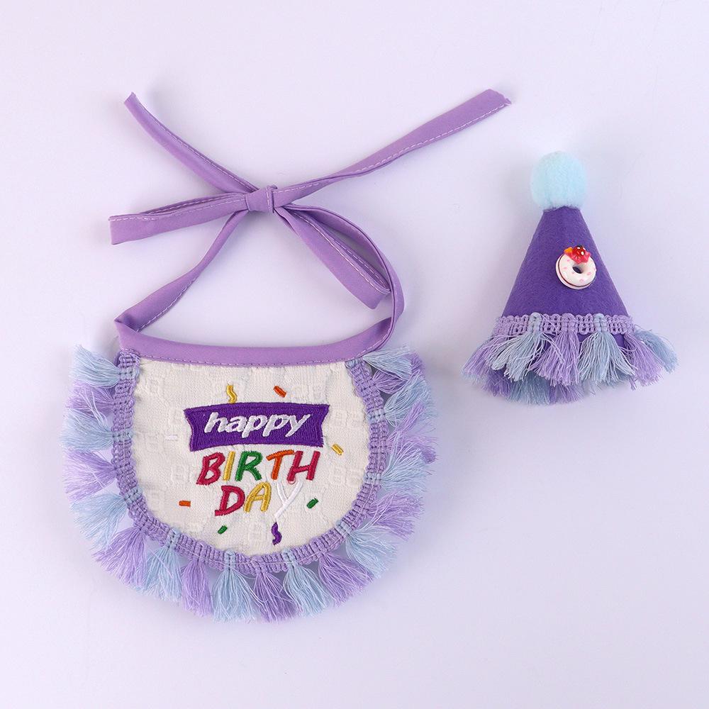 Colorful Tassel Pet Bib Set: Birthday Triangle Scarf for Cats & Dogs