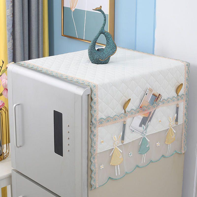 

High-End Single Door Refrigerator Cover Double Door Refrigerator Cover Dust Cover Cloth Refrigerator Washing Machine Fabric Lace New Style Rabbit Princess Microwave oven cover: 35*100cm