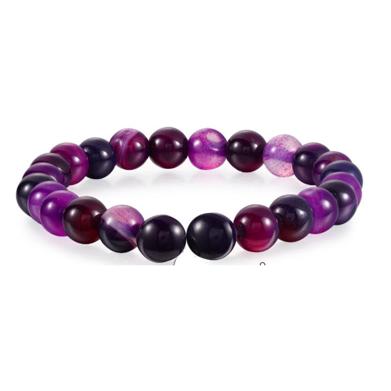 New 8mm White Pine Round Bead Bracelet with Aquamarine, Rose Quartz, and Agate Stones for Women