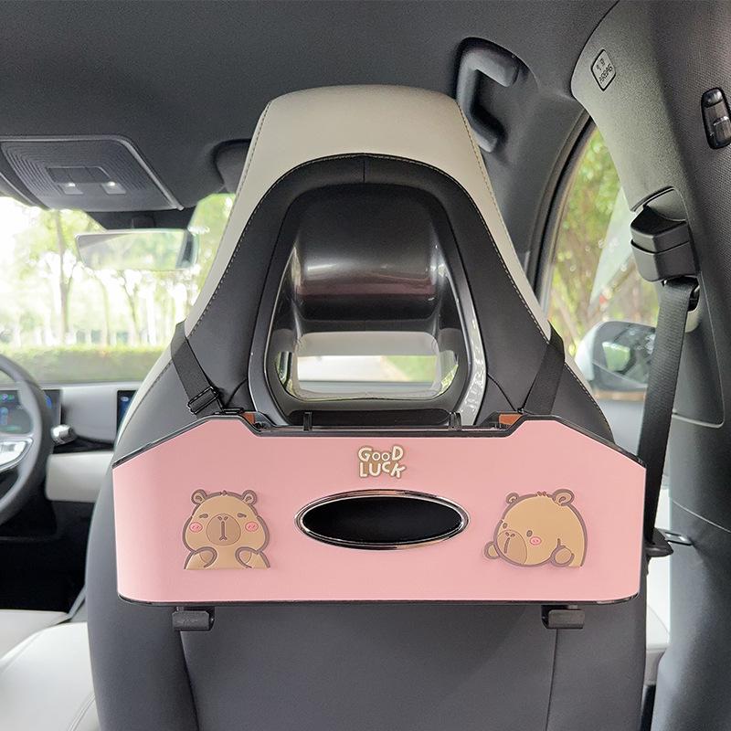 Aufbewahrungsbox für die Rücksitzlehne mit Taschentuchhalter & Getränkehalter - Multifunktionaler Organizer