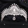 DIEZI Korean Elegant Luxury Bridal Opal AB Crystal Pendant Tiara For Women Girls Wedding Party Crown Hair Accessories Headpiece