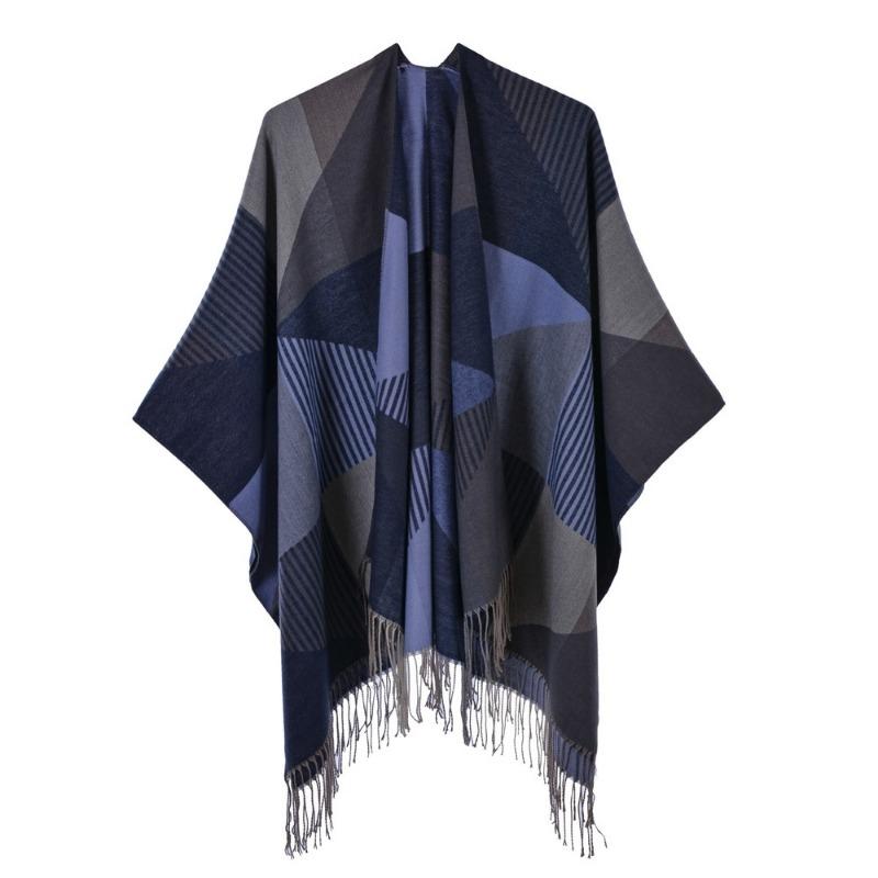 

New scarf shawl simple tassel split fork warm imitation cashmere large cape air conditioner warm blanket 135-175CM