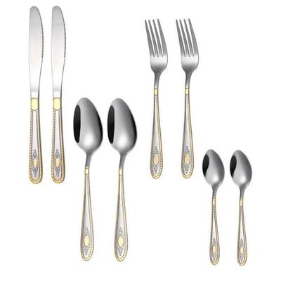 Juego de Cubiertos de Acero Inoxidable Plateado Dorado con Acabado Espejo, Juego de Cubiertos de Cobre, Cuchara de Oro Rosa