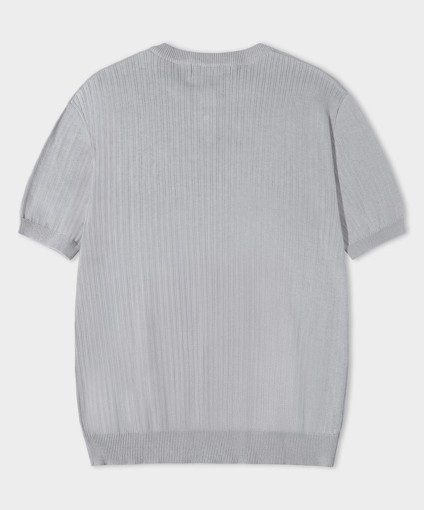 LEMAIN SECOND Classic Henley Neck Washable Short Sleeve Knit [Gray]
