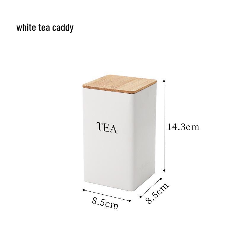 In-Stock Minimalist Metal Tea Caddy with Bamboo Lid for Snacks, Coffee, and Candy Storage