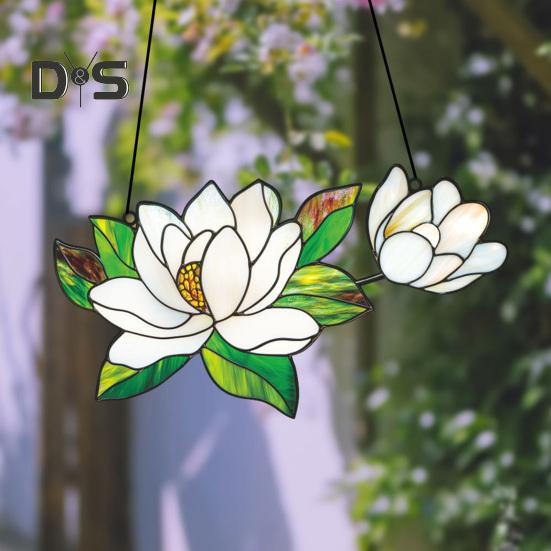 Flower Hanging Decoration Wall Art Window Hanging Ornament Double-Sided Floral Sun Catcher Gift for Nature Lovers
