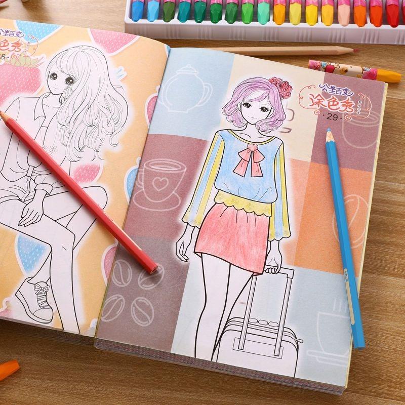 Princess Coloring Book, Primary School Drawing Book, Painting Album, Children's Picture Book, Girl Coloring Book