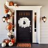 Halloween Lit Ghosts Wreath LED Light-Up White Ghost Garland,Spooky Deco 15.75in