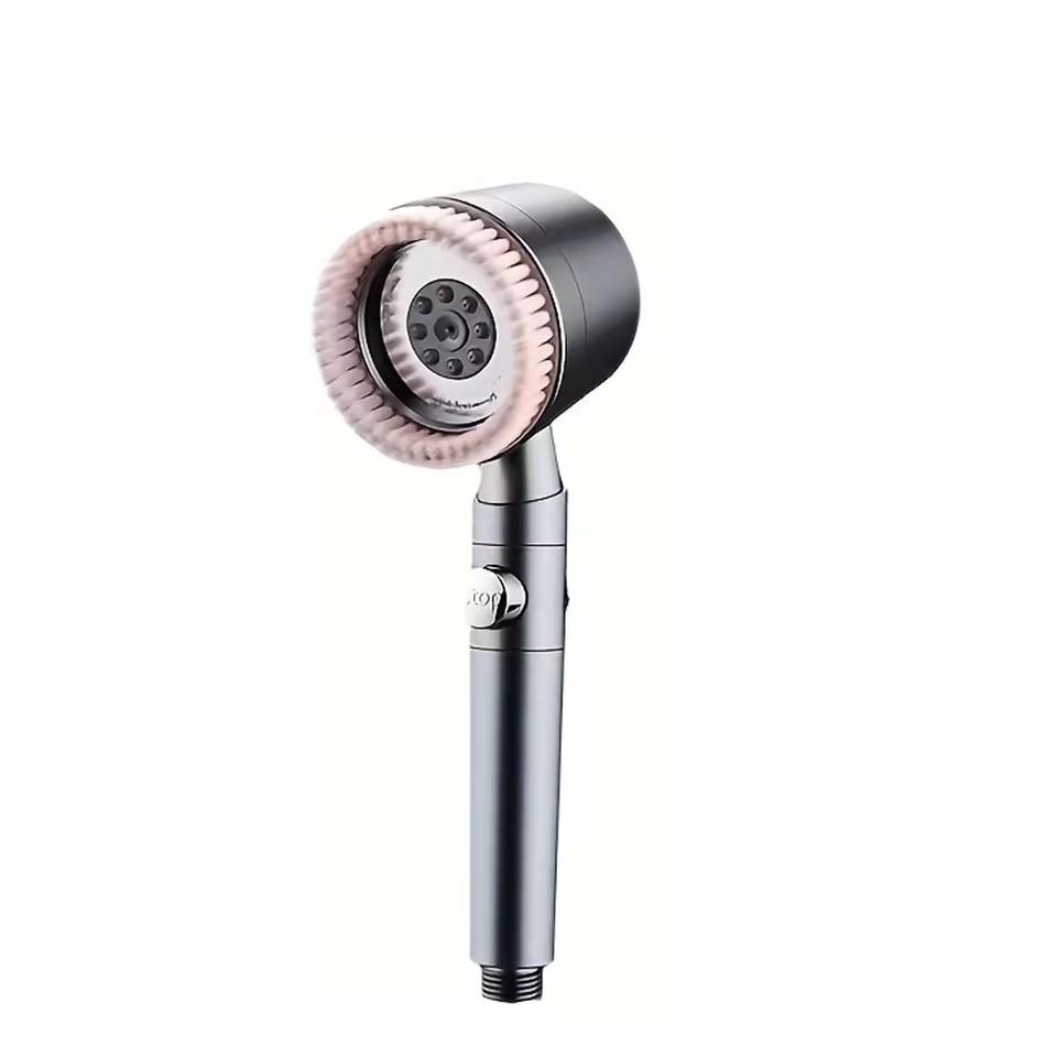 5 Modes High Pressure Shower Head with Massage Brush Large Flow One-key Stop Massage Filter Portable Shower Bathroom Accessories