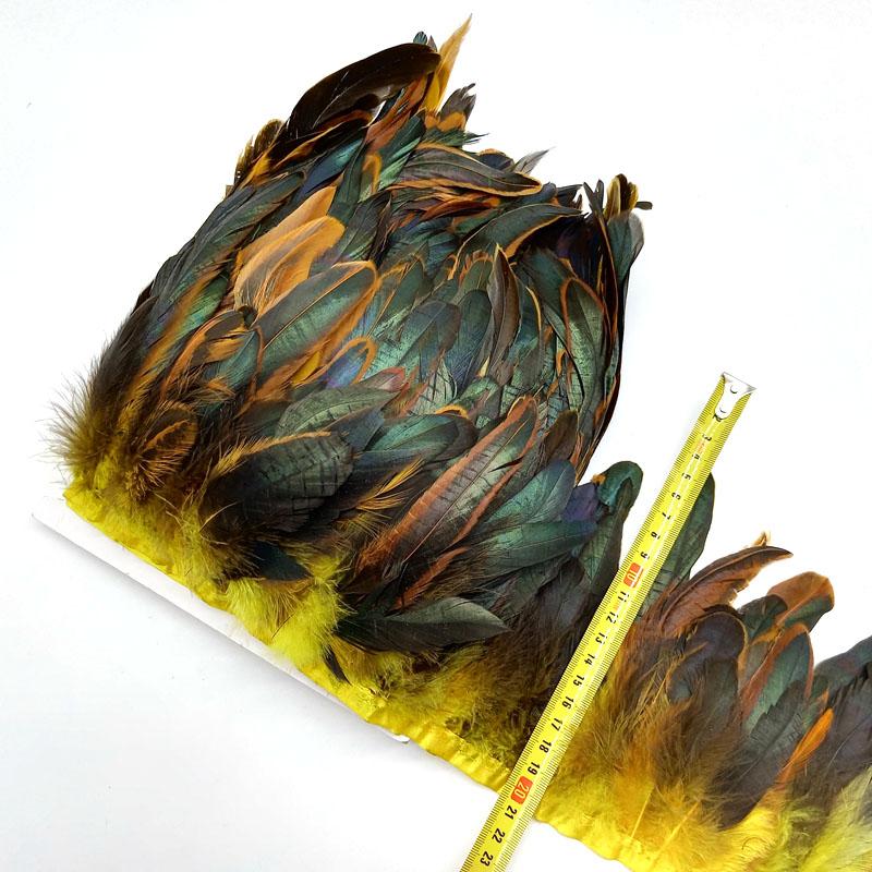 5-10Meter Natural Chicken Rooster Tail Feathers Trims Fringe Plumas Wedding Party Dress Decoration Needlework Accessories13-18cm