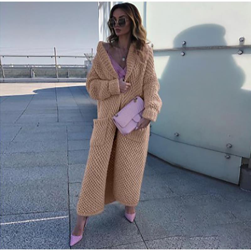 Damen Langarm Strickjacke Pullover Lässige Mode Umlegekragen Weibliche Pendlermäntel Herbst Frühling
