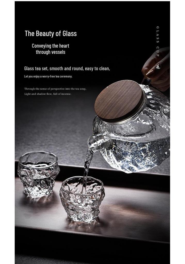 Qinghuan Large Capacity Japanese Glass Teapot with High Temperature Resistance and Thickened Tea Infuser Set