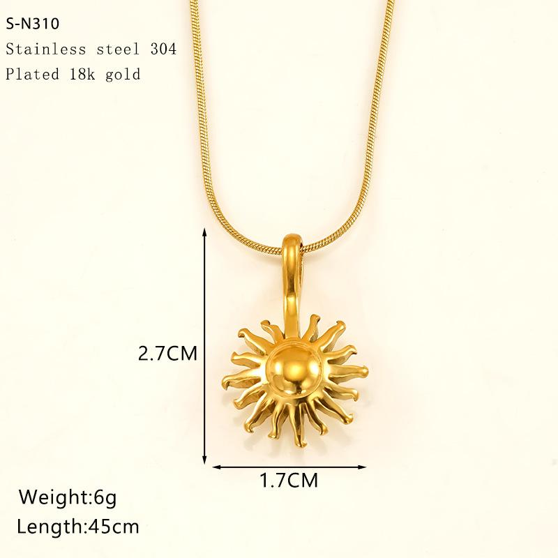 Snake Bone Chain Necklace Gold Petal Electroplating Jewelry Titanium Steel Necklace Sunflower