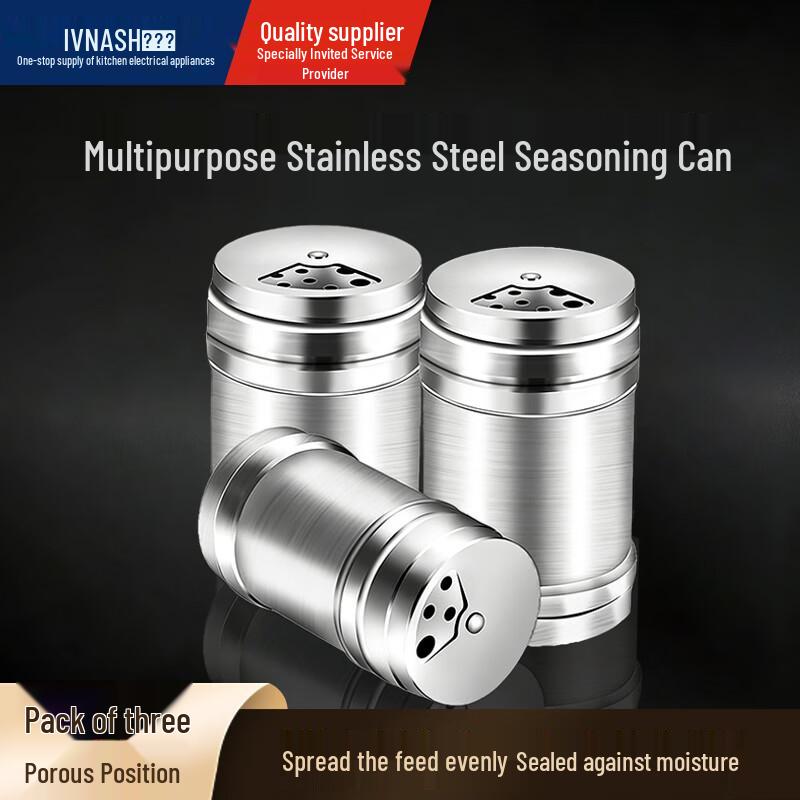 Vnash Stainless Steel Seasoning Shaker Set (3-Pack)