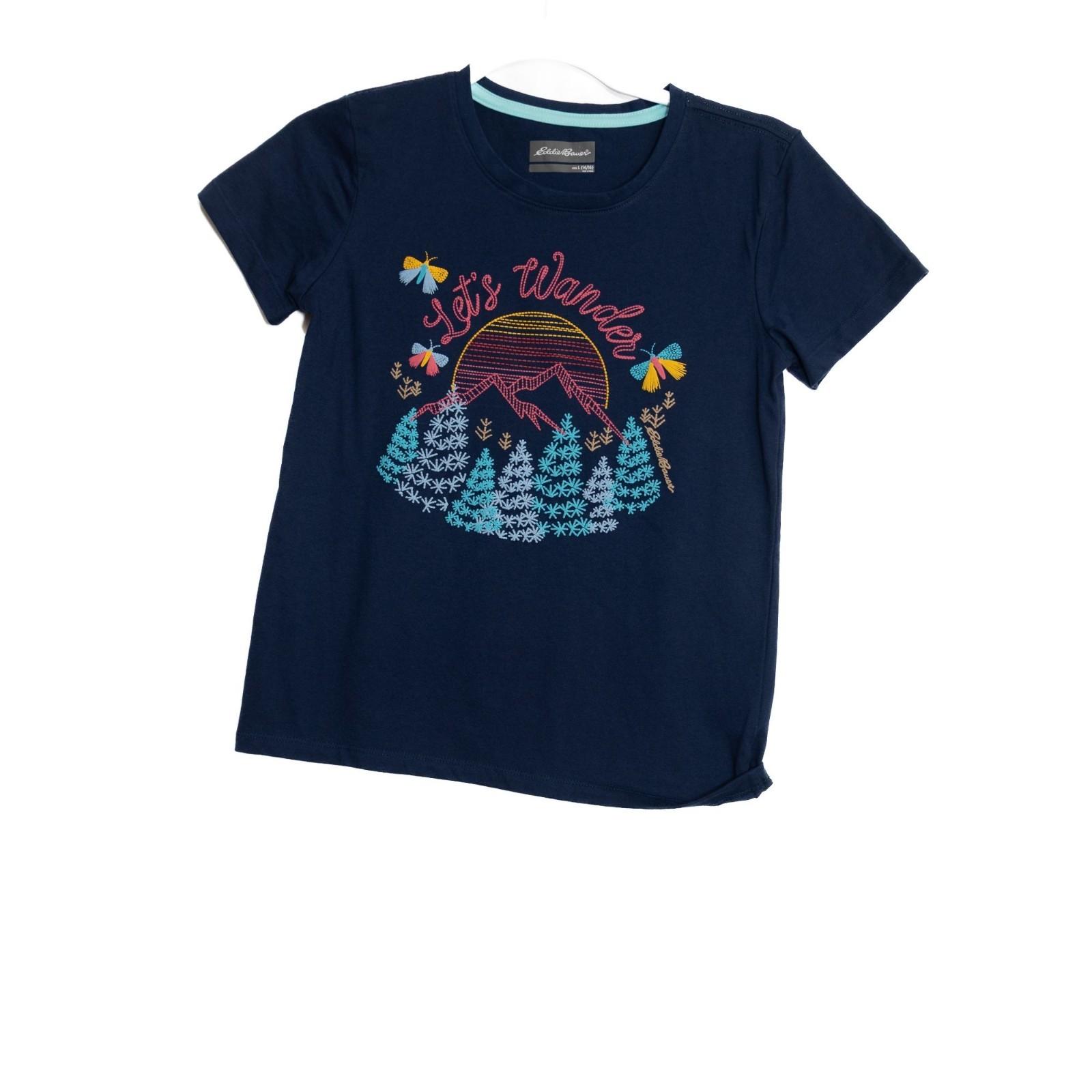 Eddie Bauer Size L(1416) Lets Wander Mountain Graphic Embroidered Short Sleeve XXXL