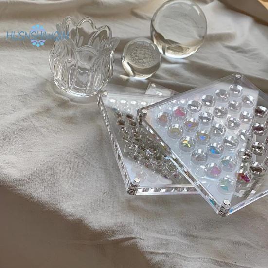 Acrylic Nail Rhinestone Box Grid Easy Access Clear Storage Tool Organizer Eco-friendly Rhinestone Box