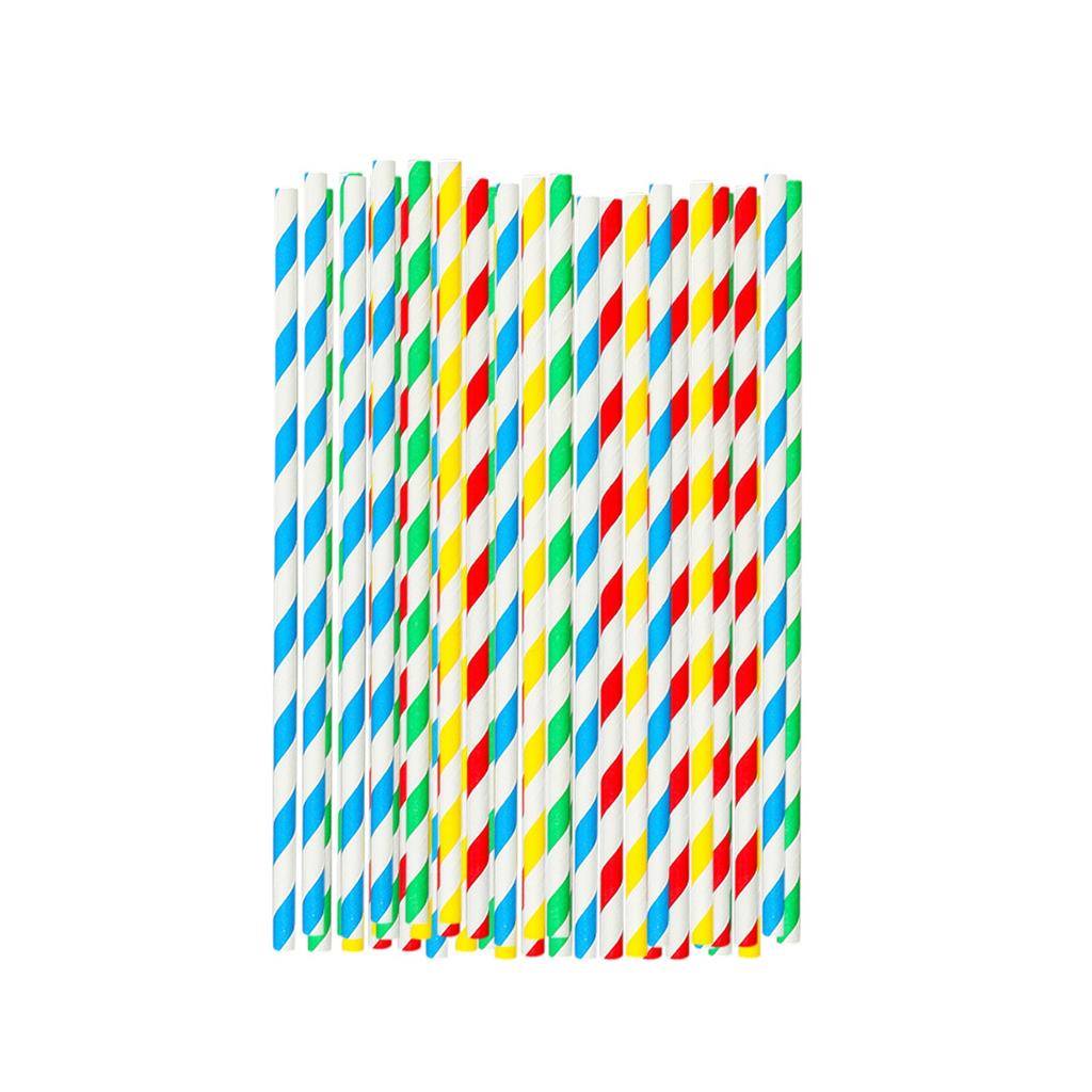 Eco-Friendly Biodegradable Red & White Striped Paper Straws 100 Pack, Sturdy, Safe for Parties & Events