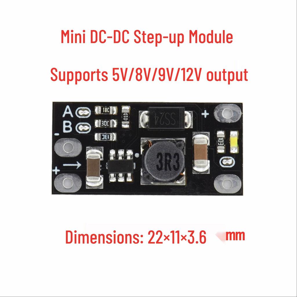 3.7V to 12V Mini DC-DC Boost Module: Supports 5V, 8V, 9V, 12V Output for Lithium Battery Boost