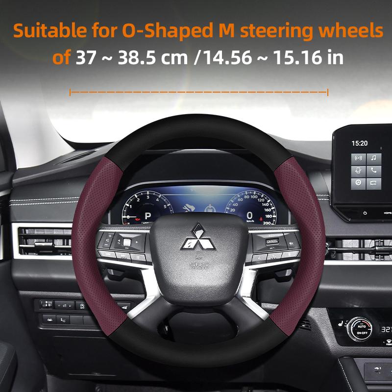 Cwnqah1 Cwmvjg1 Suitable for Mitsubishi Breathable Leather Matte Carbon Fiber Texture Steering Wheel Cover, Suitable for Outlander Phev Sport Eclipse