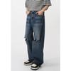 Pantaloni Denim Casual a Vita Medio Alta da Uomo Primavera Nuovo Prodotto Larghi e Semplici con Strappi Jeans Edizione Coreana