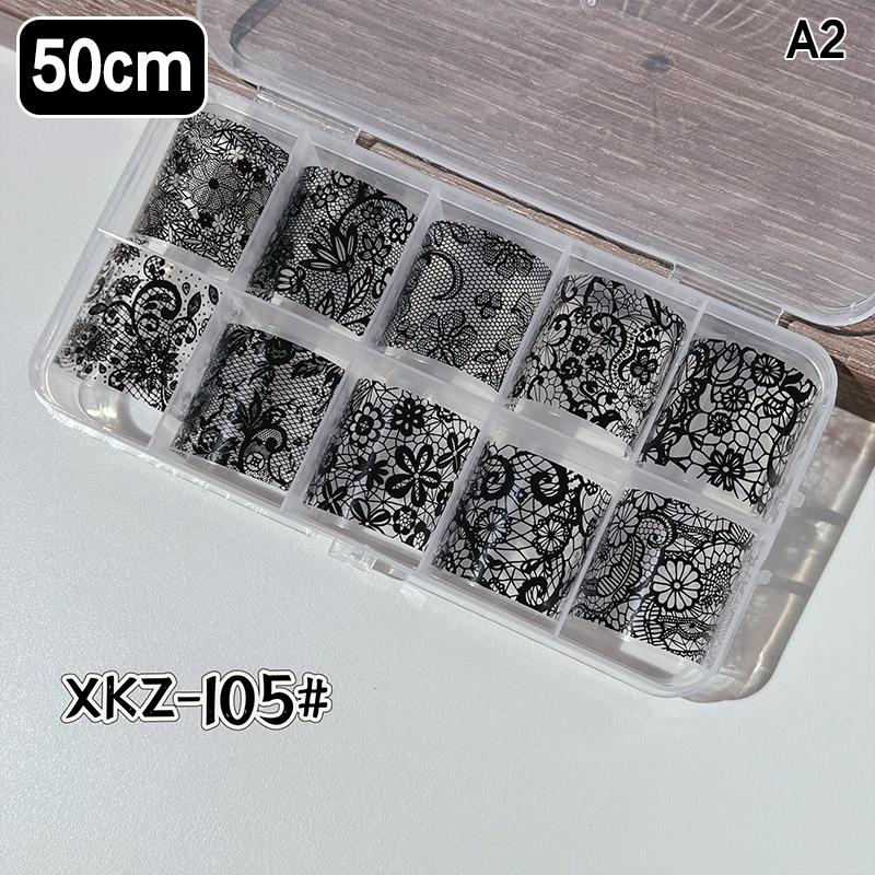 10 Rolls Nail Transfer Foils Sticker Black White Red Lace Flowers Nail Art Nail Charms Diy Nail Decoration Manicure Accessories