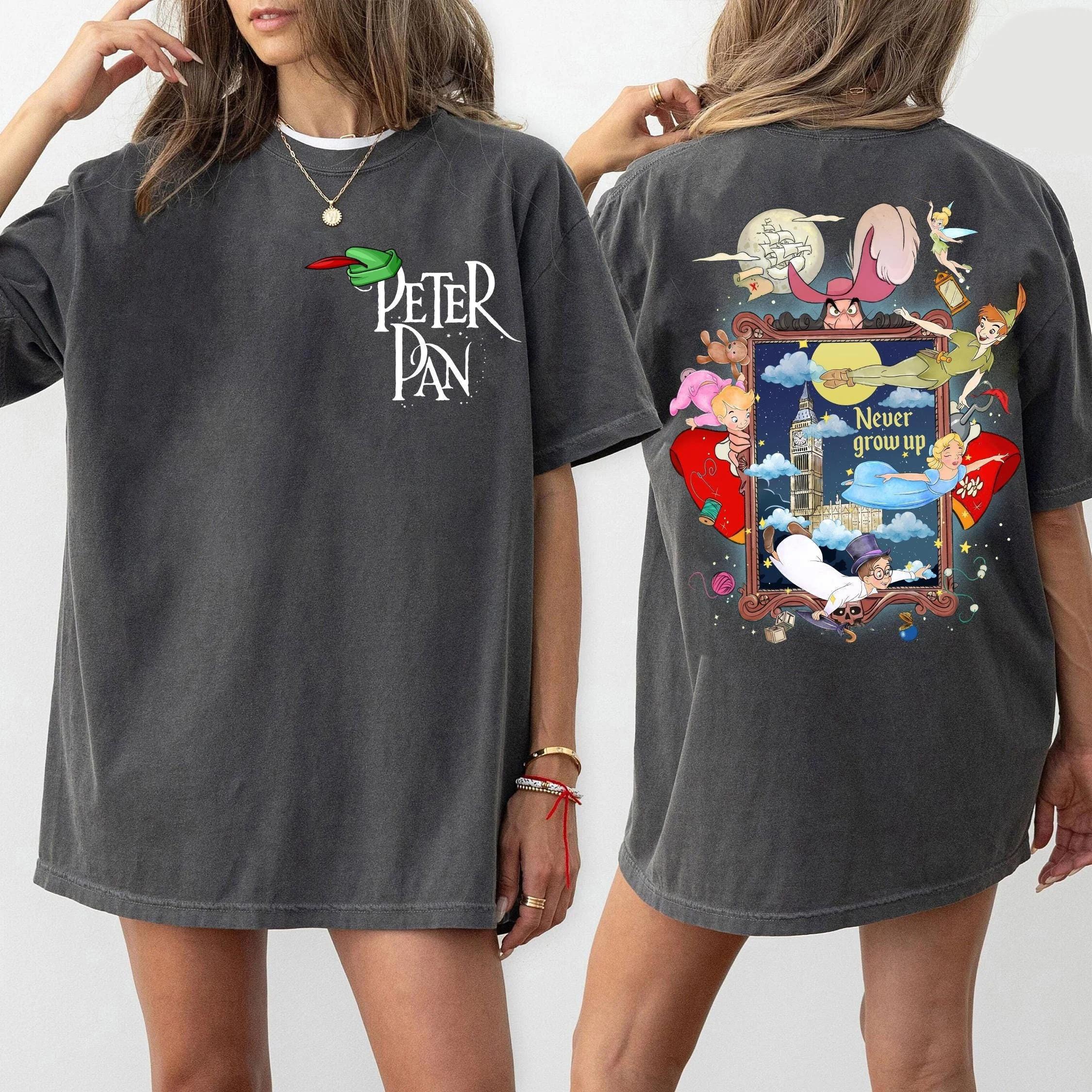 Peter Pan Wendy Tinker Bell Never Grow Up Shirt Tinker Bell Wendy John Michael Flight to Neverland Shirt Family Trip Tee S