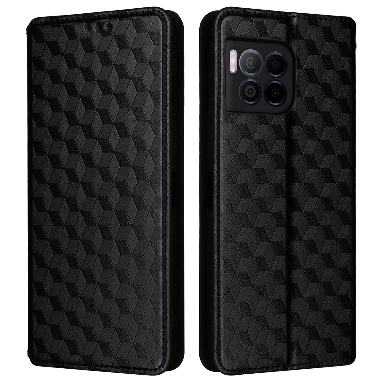 

For T-Mobile REVVL 7 Pro/T Phone 2 Pro 5G Case 3D Rhombus PU Leather Phone Cover Black