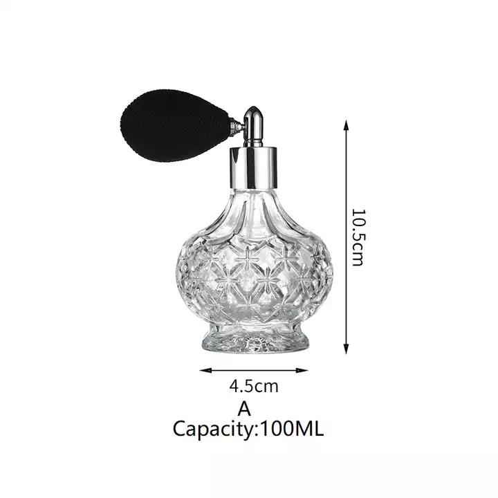 

100ml Crystal Art Vintage Style Empty Refillable Perfume Atomizer Long Tassel Spray Bitter Bottle With Air Bag Glass Bottles