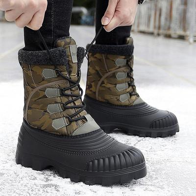 Herren Winter-Schneestiefel mit Kunstpelzfutter in der Mitte der Wade, rutschfest, wasserdicht, leicht, Militärstiefel, Schnürung, mit Fleece gefüttert, taktische Wanderstiefel für Männer