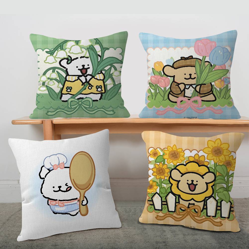Maltese Cute Line Puppy Dog Pillow Cover for Bedroom Room and Living Room Sofa Decorative Cushion Cover