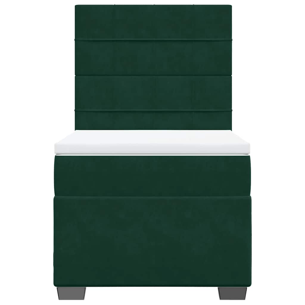 Box Spring Bed with Mattress Dark Green 80 x 200 cm Velvet