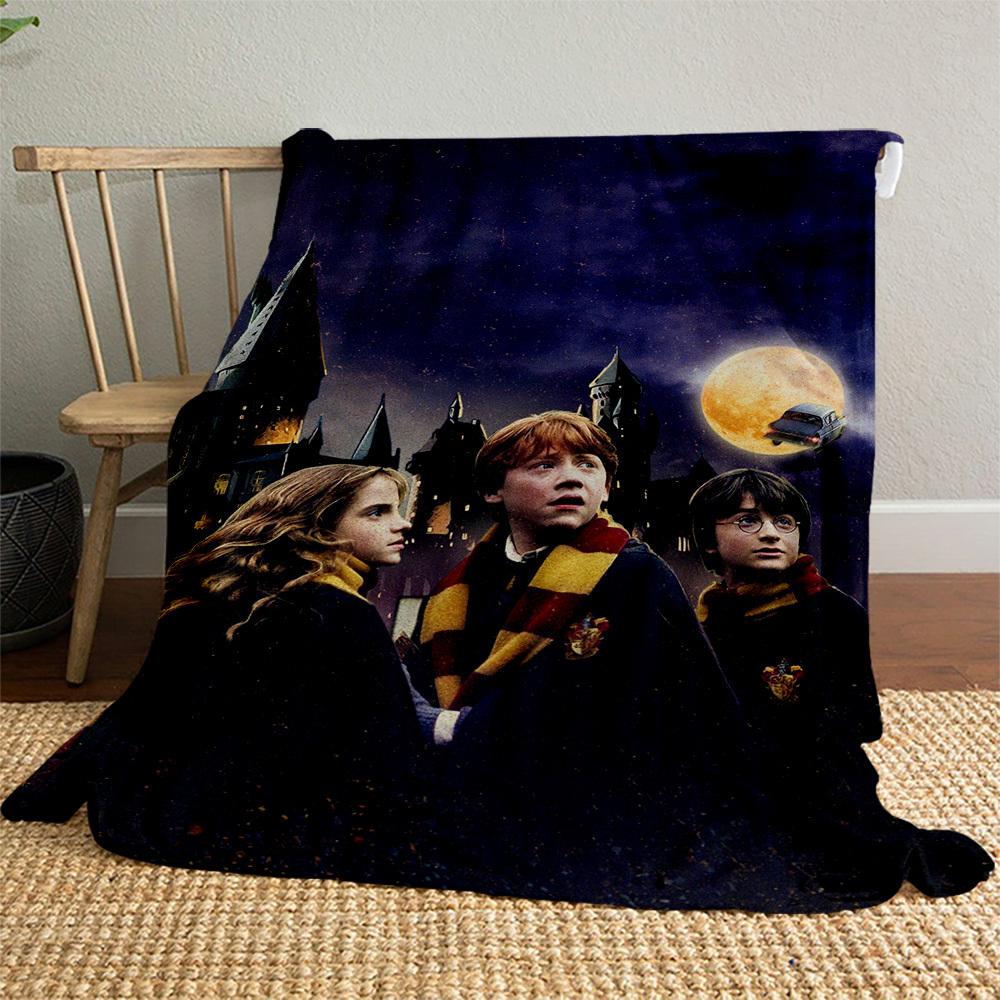 1pc Hogwarts Harry Ron Hermione Outdoor Flannel Throw Blanket All Season Soft Warmth,Home Decor 1031258