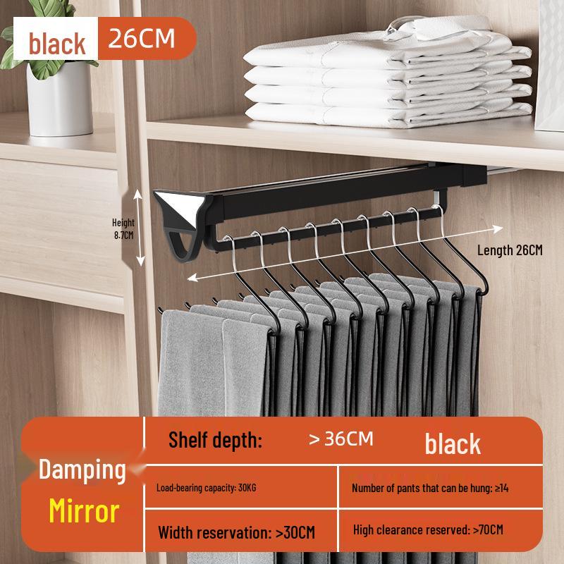 Telescopic Wardrobe Pants Rack with Buffer Drawer Slide & Hanging Rod