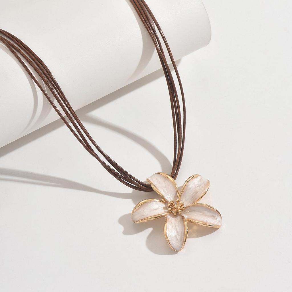 Bohemian Multicolor Drip Oil Five-Petal Flower Necklace - Long & Short Styles Available