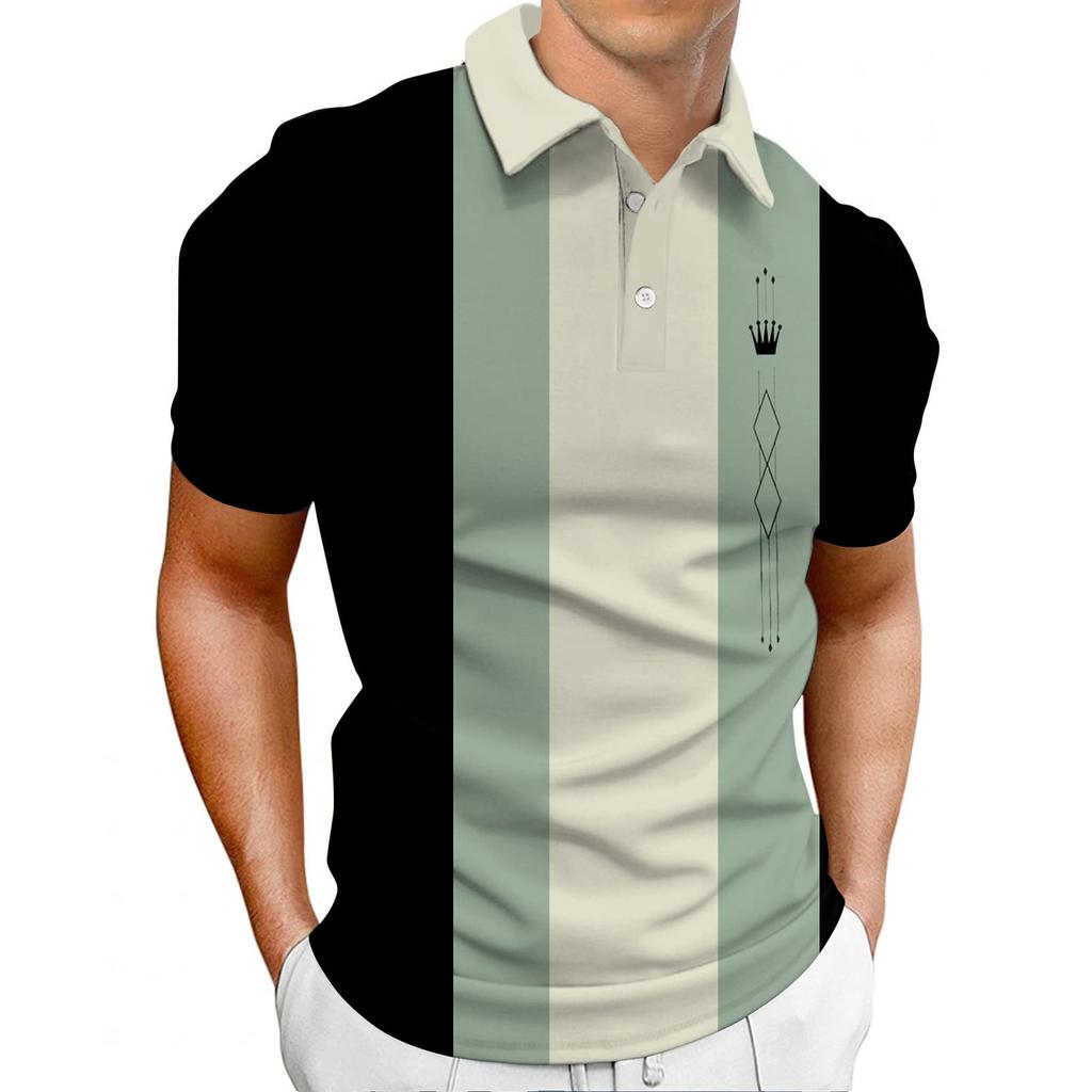 Men's Shirt Golf Shirt Retro Color Contrast Outdoor Street Short Sleeves Button-Down Print Clothing Apparel Fashion Designer Casual Breathable