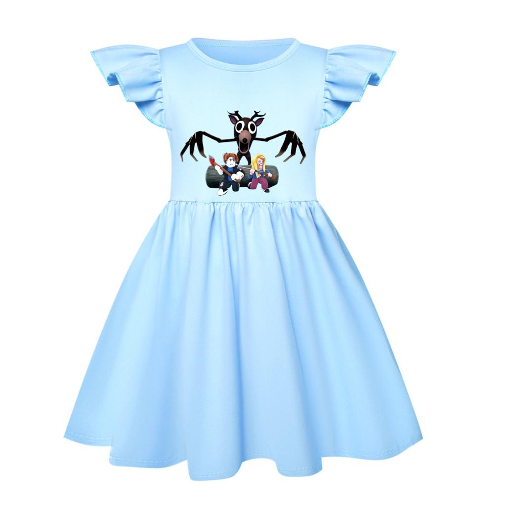 

Детское платье для девочек 99 ночей в лесу с принтом, с оборками, с короткими рукавами, повседневное 150cm