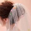 Graceful Bride Lace Veil Women Masquerade Tulle Bachelorette Party Veil with Color Pompoms for Girls Photography