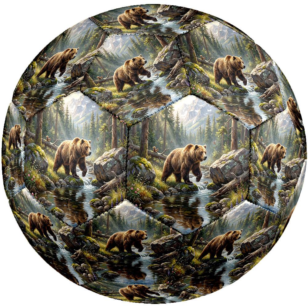 1pc Bear Wild Theme Soccer Ball Football, Size 5, Lightweight PVC, Durable Outdoor Training Soccer Ball, Gift m61464