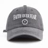 1pc FAITH OVER FEAR Print Washed Baseball Cap for Adults,Minimalist Retro Style Casual Soft Adjustable Dad Hat, Perfect As Gift