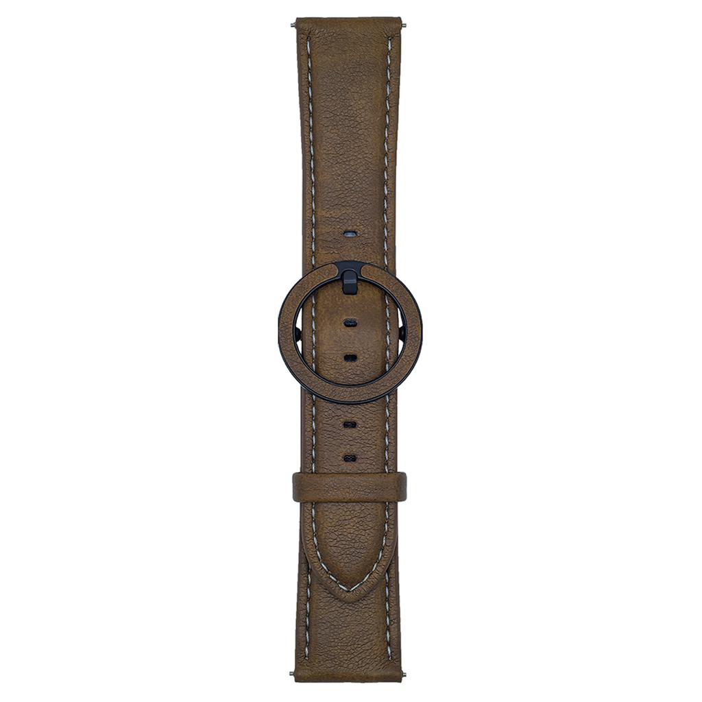 For Huawei Watch GT 5 46mm Watch Band 22mm Crazy Horse Texture Round Buckle Leather Wrist Strap